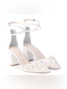 Bella Belle Eliza Ivory Butterfly Block Heels size 9.5